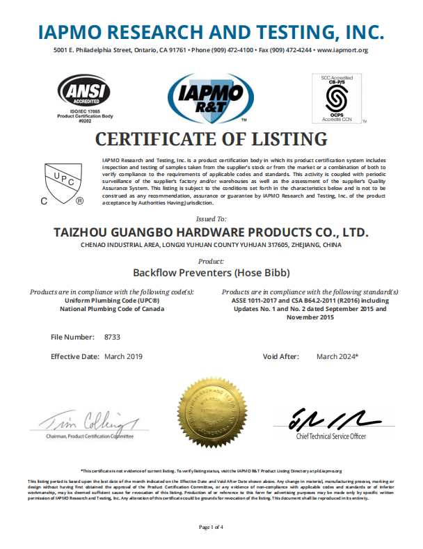 UPC Certificate 5